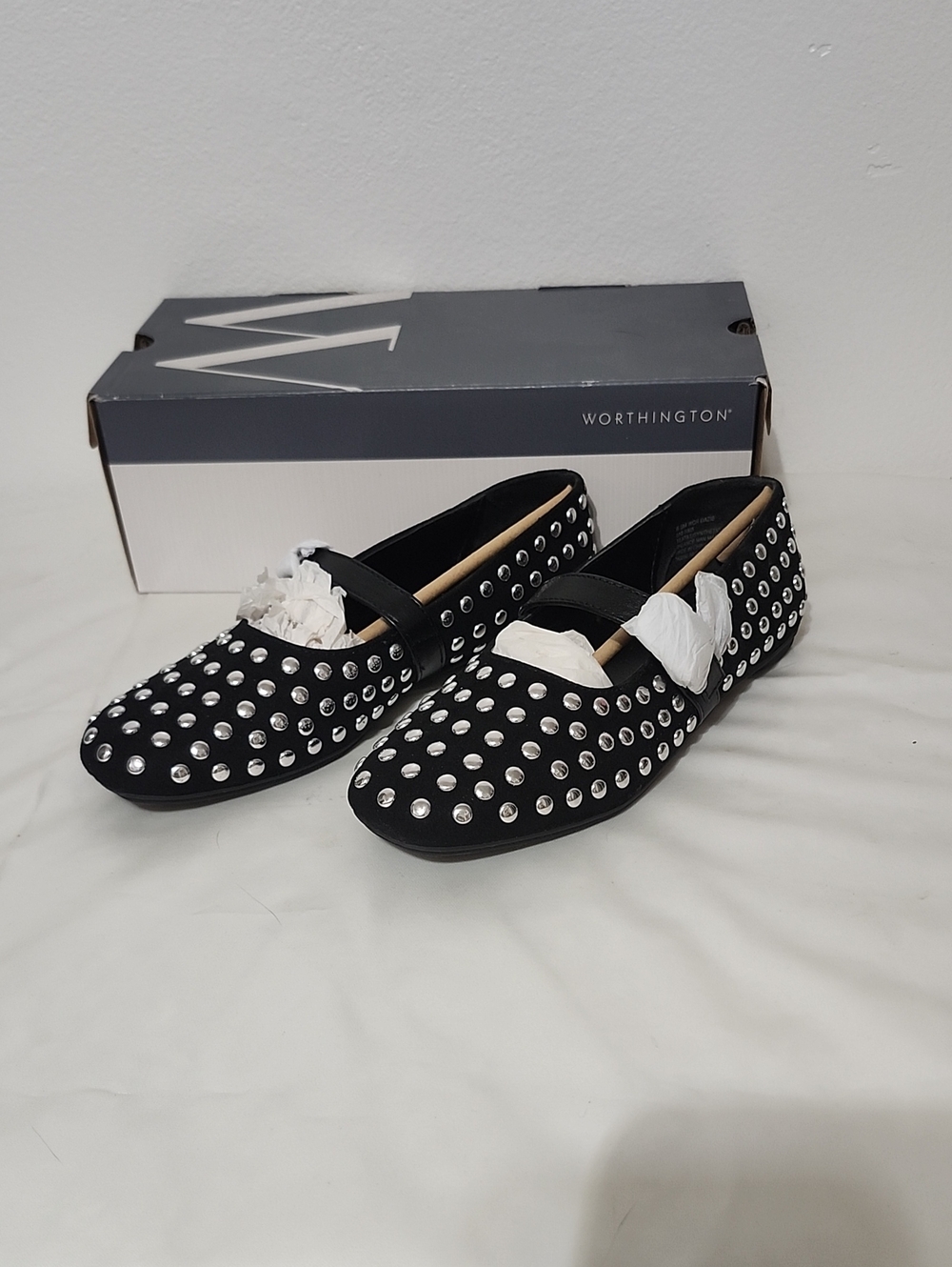 Worthington Black Studded Mary Jane Flats